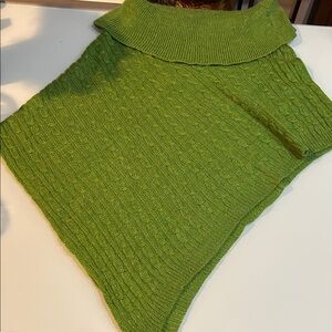 Green Cable Knit cowl neck Sweater poncho mixed angora acrylic St Patrick’s Day